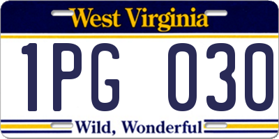 WV license plate 1PG030