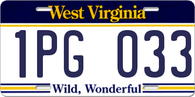 WV license plate 1PG033
