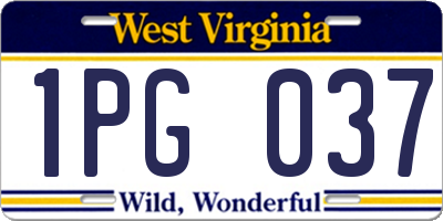 WV license plate 1PG037