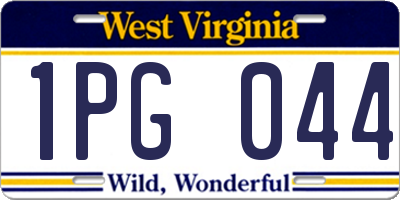 WV license plate 1PG044