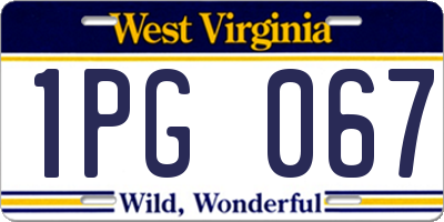 WV license plate 1PG067