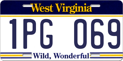 WV license plate 1PG069