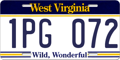 WV license plate 1PG072