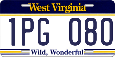 WV license plate 1PG080