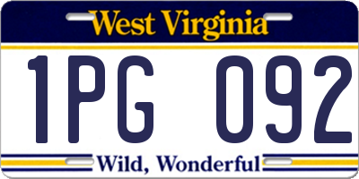 WV license plate 1PG092