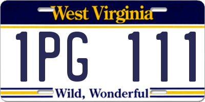 WV license plate 1PG111