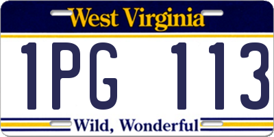 WV license plate 1PG113