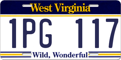 WV license plate 1PG117
