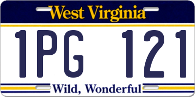WV license plate 1PG121
