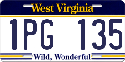 WV license plate 1PG135