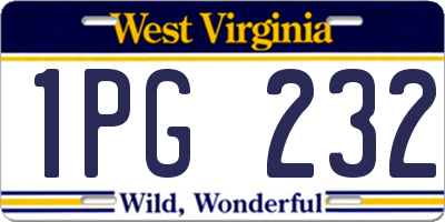 WV license plate 1PG232