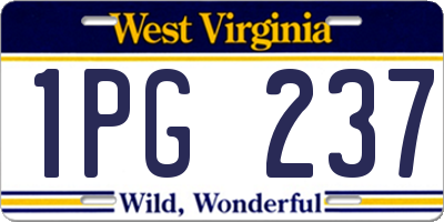 WV license plate 1PG237