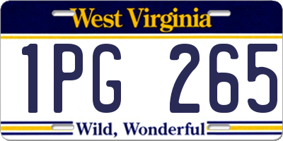 WV license plate 1PG265
