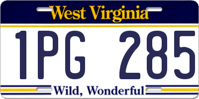WV license plate 1PG285