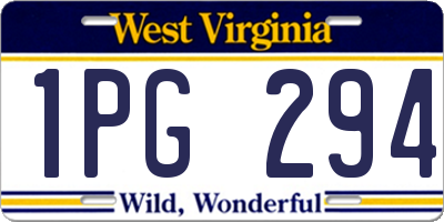 WV license plate 1PG294