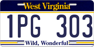WV license plate 1PG303