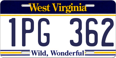 WV license plate 1PG362