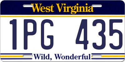 WV license plate 1PG435