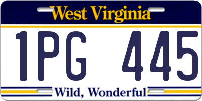 WV license plate 1PG445