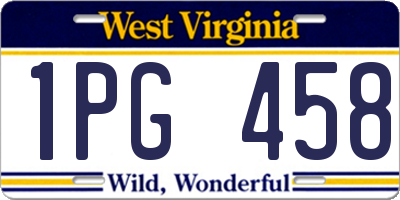 WV license plate 1PG458