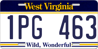 WV license plate 1PG463
