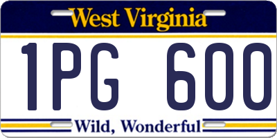 WV license plate 1PG600