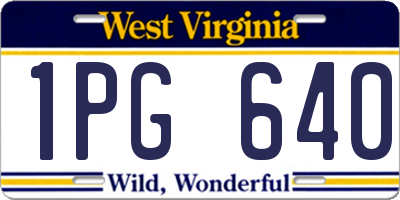 WV license plate 1PG640