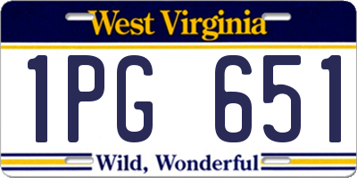 WV license plate 1PG651
