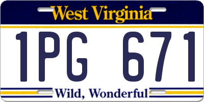 WV license plate 1PG671