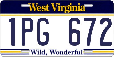 WV license plate 1PG672