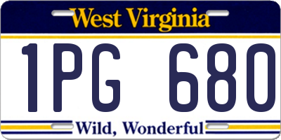 WV license plate 1PG680