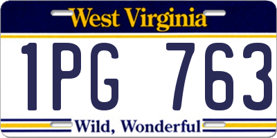 WV license plate 1PG763