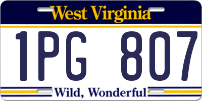 WV license plate 1PG807