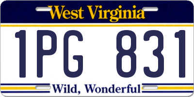 WV license plate 1PG831
