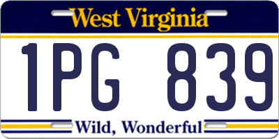 WV license plate 1PG839