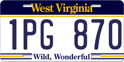 WV license plate 1PG870