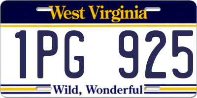 WV license plate 1PG925