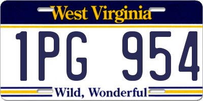 WV license plate 1PG954