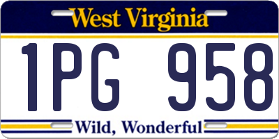 WV license plate 1PG958