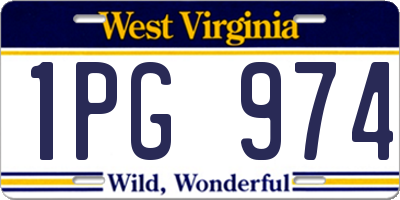 WV license plate 1PG974