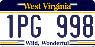 WV license plate 1PG998