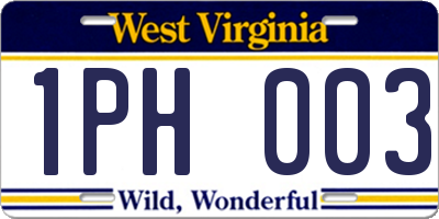 WV license plate 1PH003