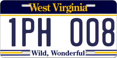 WV license plate 1PH008