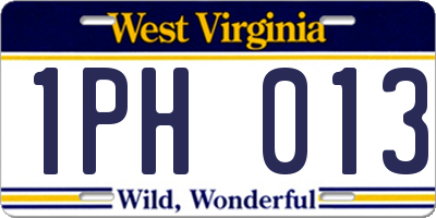 WV license plate 1PH013