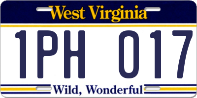 WV license plate 1PH017