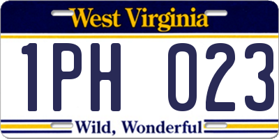 WV license plate 1PH023