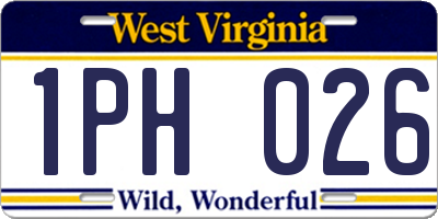 WV license plate 1PH026