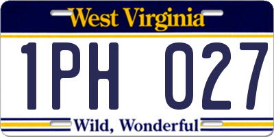 WV license plate 1PH027