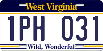 WV license plate 1PH031