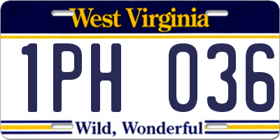 WV license plate 1PH036